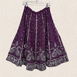 WD.NY Purple Sequin Embroidered Midi Skirt Whimsygoth Fairy Boho Sz 8 M
